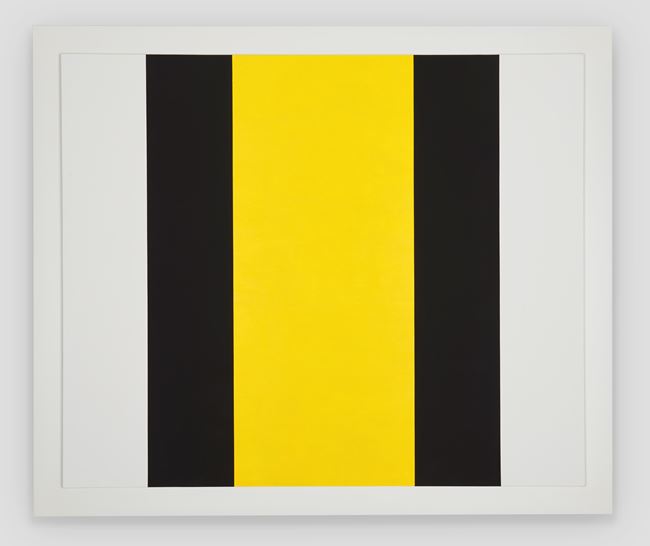 Untitled (Yellow Vertical Band/
Black Bands) by Mary Corse contemporary artwork