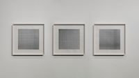 Triptych Grey Tide Grid Drawing: Pacific by Jill Baroff contemporary artwork works on paper, drawing