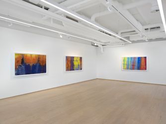 Exhibition view: Sam Gilliam, Watercolors, Pace Gallery, Geneva (21 January–19 March 2021). © Sam Gilliam / 2020 Artists Rights Society. Courtesy Pace Gallery.