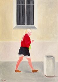 Woman in a red shirt by Wu Yi contemporary artwork painting, works on paper