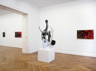 Exhibition view: Richard Hawkins / Aaron Curry, Celestial Telegraph Paintings / Another Language, Galerie Buchholz, Berlin (5 September–26 October 2008). Courtesy Galerie Buchholz. 