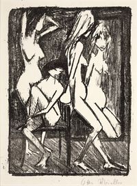 Three Girls in front of the Mirror by Otto Mueller contemporary artwork print