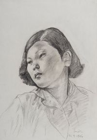 Jeune femme asiatique by Léonard Tsuguharu Foujita contemporary artwork painting, works on paper, drawing