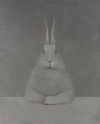 Rabbit at Desk by Shao Fan contemporary artwork painting