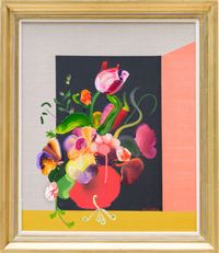 After Rachel Ruysch, flowers in a glass vase with tulip by Frans Smit contemporary artwork painting