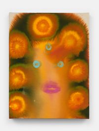 Flowers in her Hair (Orange) by Aaron Johnson contemporary artwork painting, works on paper