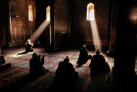 Men praying in a mosque, Srinagar, Kashmir by Steve McCurry contemporary artwork photography