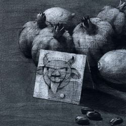 Youssef Abdelke, Still Nature (2013) (detail). Charcoal on paper. 100 x 40 cm. Courtesy Galerie Tanit. 