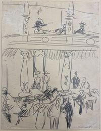 Caféhausszene (Coffeehouse scene) by Ernst Ludwig Kirchner contemporary artwork works on paper, drawing