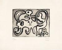 Femme et oiseau devant lune by Joan Miró contemporary artwork print