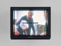 TV Text & Image (OPEN THE DOOR) by Gretchen Bender contemporary artwork moving image