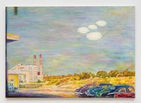 First Daylight Photo of UFOs: Salem Mass US Coast Guard Station, July 16, 1952 by Keith Mayerson contemporary artwork painting