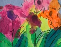 Flowers in Full Blooom by Walasse Ting contemporary artwork painting, works on paper, drawing