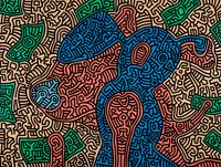 Piglet Goes Shopping by Keith Haring contemporary artwork painting