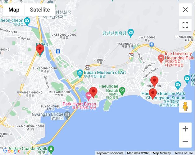 Map of galleres in Busan