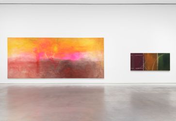 Exhibition view: Frank Bowling, Frank Bowling – London / New York, Hauser & Wirth, 22nd Street, New York (5 May–30 July 2021). © Frank Bowling. Courtesy the artist and Hauser & Wirth. Photo: Thomas Barratt.