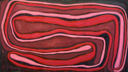 Ildiko Kovacs, Cherry (2000). Oil on plywood, 152 x 275 cm. Courtesy Martin Browne Contemporary.