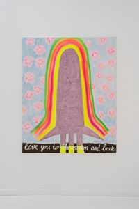 Love you to the moon and back by Gabrielle Graessle contemporary artwork painting, works on paper