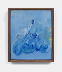 Untitled (Blue Planet Blue Figure) by Elizabeth Ibarra contemporary artwork painting, works on paper