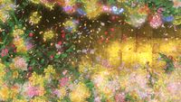 Flowers and People – Gold (still) by teamLab contemporary artwork moving image