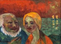 Fisherman and Young Daughter by Emil Nolde contemporary artwork painting, works on paper