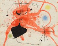 Le coeur flamboyant chasse la nuit by Joan Miró contemporary artwork painting, works on paper, drawing