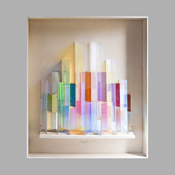 Coloured Glass-relief by Heinz Mack contemporary artwork