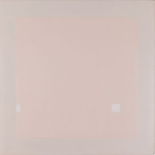 Attrazione quadrata bianca nel rosa by Antonio Calderara contemporary artwork