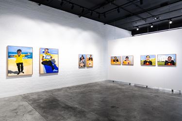Exhibition view: Vincent Namatjira, Coming to America, THIS IS NO FANTASY dianne tanzer + nicola stein (29 June–27 July 2019). Courtesy the artist, Iwantja Arts and THIS IS NO FANTASY dianne tanzer + nicola stein. Photo: Janelle Low.