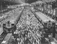Church Gate Station, Western Railroad Line, Bombay India by Sebastião Salgado contemporary artwork photography