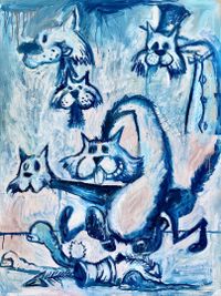 The Cats Are Out Tonite by Manuel Ocampo contemporary artwork painting, works on paper