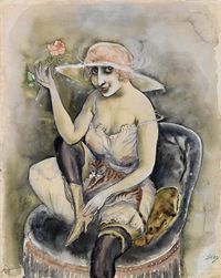 Mädchen mit Rose (Girl with Rose) by Otto Dix contemporary artwork painting, works on paper, drawing