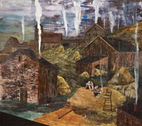 The impending flame (or, the great barn fire of '83) by Hernan Bas contemporary artwork painting