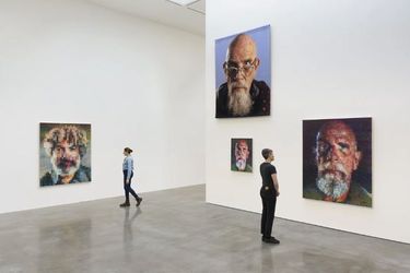 Exhibition view: Chuck Close, Red Yellow and Blue: The Last Paintings, Pace Gallery, New York (23 February–13 April 2024). Courtesy Pace Gallery.