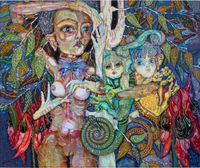so grateful too have met you - so grateful to open my cells for u to grow u by Del Kathryn Barton contemporary artwork painting