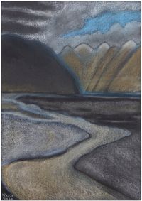 Shyok River in Nubra Valley, at the foothills of the Karakoram by Vinnie Gill contemporary artwork painting, works on paper