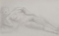 Femme nue allongée by Auguste Rodin contemporary artwork painting, works on paper, drawing