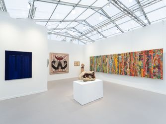 Installation view of Tina Kim Gallery | Booth E08 at Frieze Los Angeles 2024. Courtesy of Tina Kim Gallery. Photos by Charles Roussel.