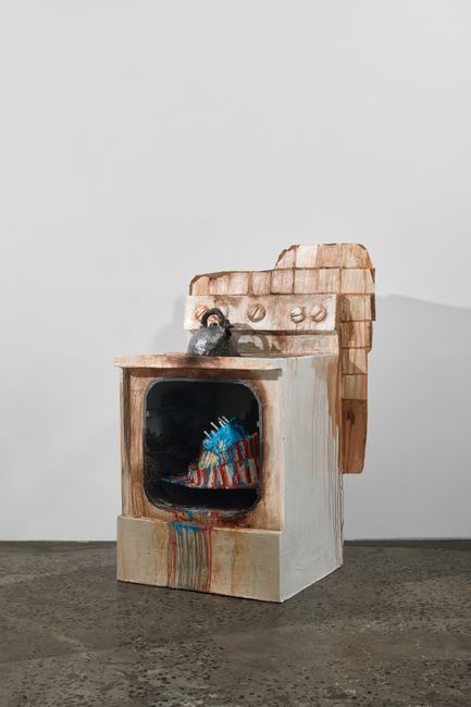 Stove with 4th of July Cake and Teapot (The Covid Diaries Series) by Valerie Hegarty contemporary artwork