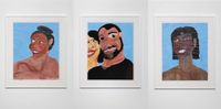 Black Joy 3 - Smirk, Black Joy 4 - With Yellow Bone, Black Joy 5 - With Large Teeth by Tschabalala Self contemporary artwork painting