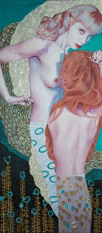 Friends (After Klimt) by Piet Van Den Boog contemporary artwork painting