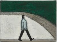 Untitled - Someone Walking by Ancient Building by Liu Xiaohui contemporary artwork painting, works on paper