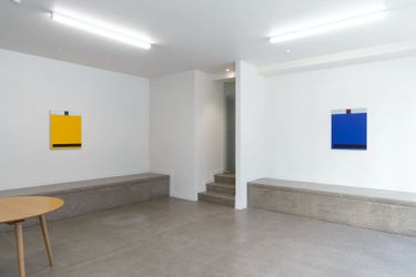 Exhibition view: Milan Mrkusich, Three Paintings - Chromatic Series: Yellow, Green & Blue, Hamish McKay Gallery (8–22 April 2023). Courtesy Hamish McKay Gallery.