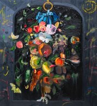 After Jan Davidsz De Heem, Festoon of fruit and flowers by Frans Smit contemporary artwork painting