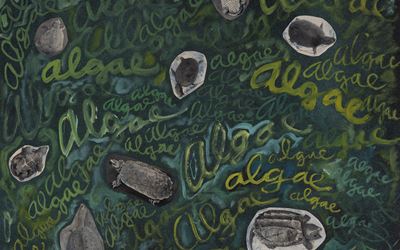 Robert Smithson, Algae, algae (ca. 1961–1963) (detail). Paint and photo collage on Masonite. 59.3 x 69.1 x 0.6 cm. ©Holt/Smithson Foundation, Licensed by VAGA at ARS, New York. Courtesy Marian Goodman Gallery.