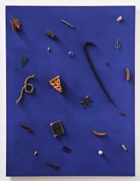 Untitled (crowbar, credit card, pie) by Scott Reeder contemporary artwork painting