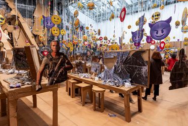 Exhibition view: Thomas Hirschhorn, Fake it, Fake it – till you Fake it, Gladstone Gallery 530 West 21st Street, New York 2024 . © Thomas Hirschhorn / Artists Rights Society (ARS), NY. Courtesy of the artist and Gladstone Gallery.