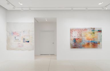 Exhibition view: Mandy El-Sayegh, Still, evident (notes on dreams), Lehmann Maupin, Palm Beach (11 March–10 April 2022). Courtesy the artist and Lehmann Maupin, New York, Hong Kong, Seoul, and London. Photo: Oriol Tarridas.