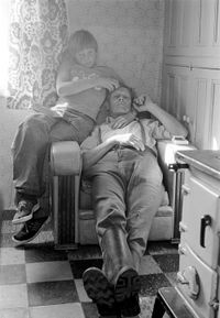 Charlie and Alan in Granny's chair by Tom Wood contemporary artwork photography