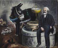 Marx and Donkey by Qin Qi contemporary artwork painting